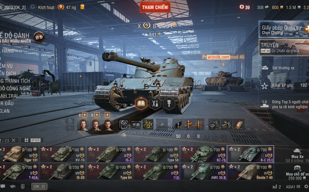 Acc World of Tanks có sẵn 6 Xe Cấp 10 T62A, IS-7, BZ 75, 113...