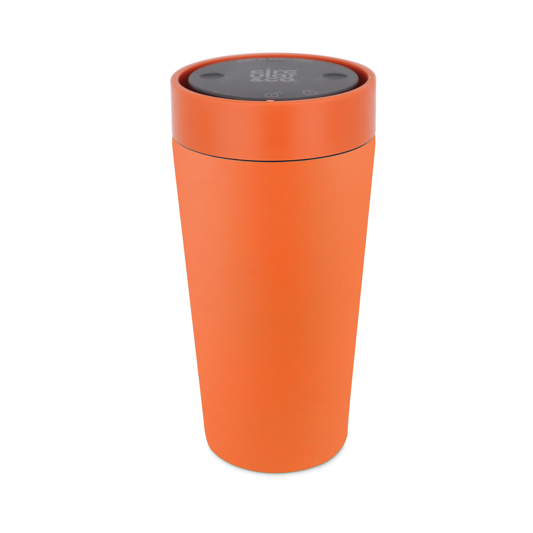 Recycled Stainless Steel Cup 12oz Coated Sunrise Orange