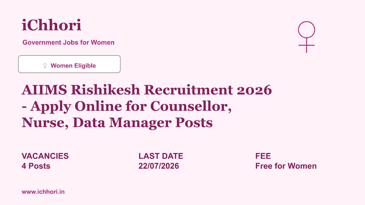 AIIMS Rishikesh Recruitment 2026 - Apply Online for Counsellor, Nurse, Data Manager Posts - iChhori