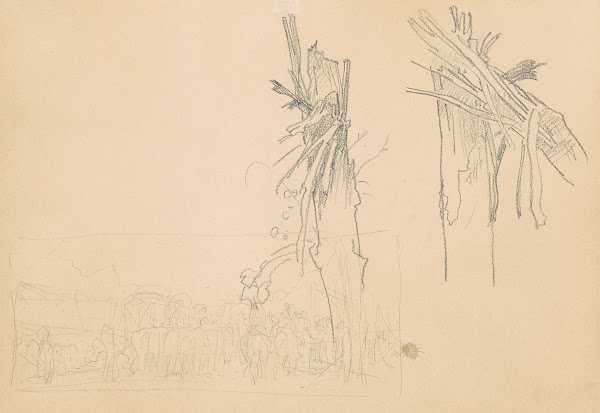 Two Shattered Trees and Study for The Road verso 1918