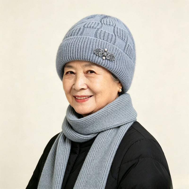 Knitted Set for Women: Hat and Scarf, Lined