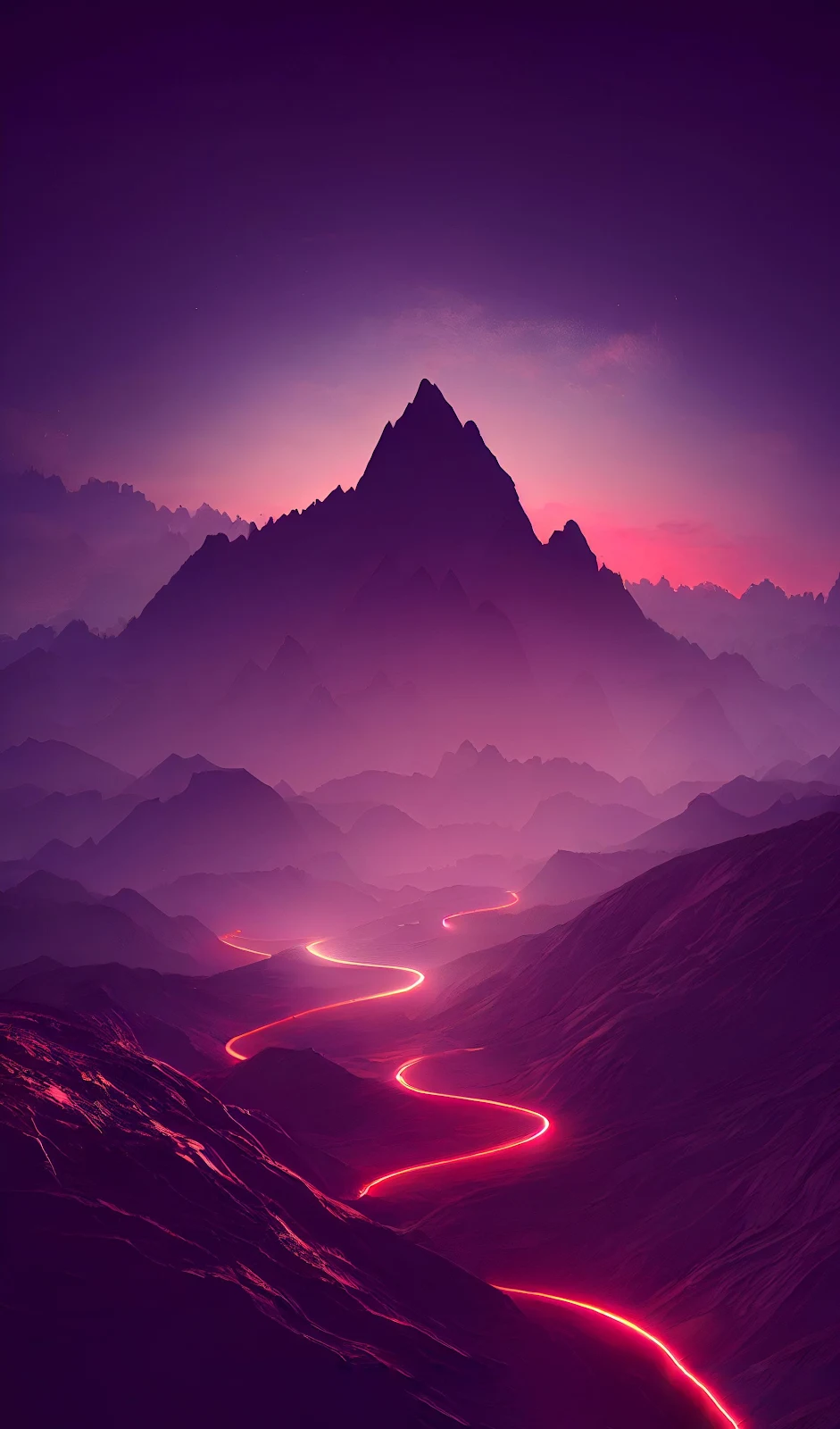 A Cool Atmosphere, Mountain, Natural Landscape, Purple 2K iPhone Wallpaper for Free Download in High Quality [2000x3400]
