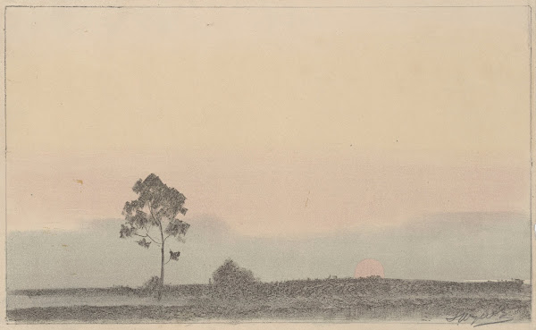 Landscape with a lonely pine tree at sunset 1919   1920