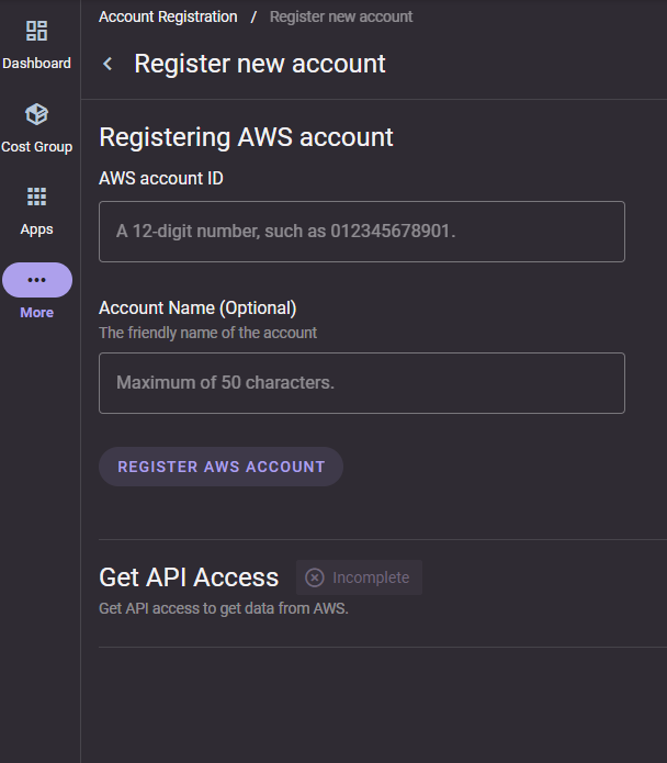 AWS Account Registration