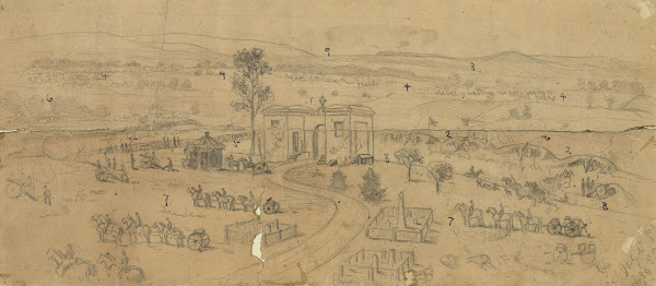 The battle of Gettysburg The gateway of the cemetery the center of the Union pos