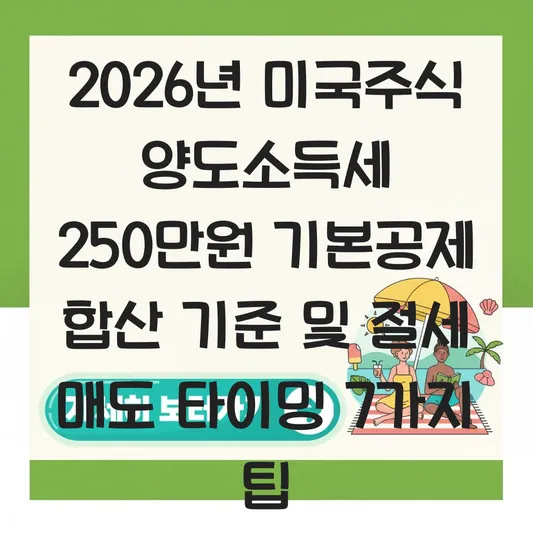 미국주식 양도소득세 250만원 기본공제 합산 기준 및 절세 매도 타이밍 잡기 대표 이미지
