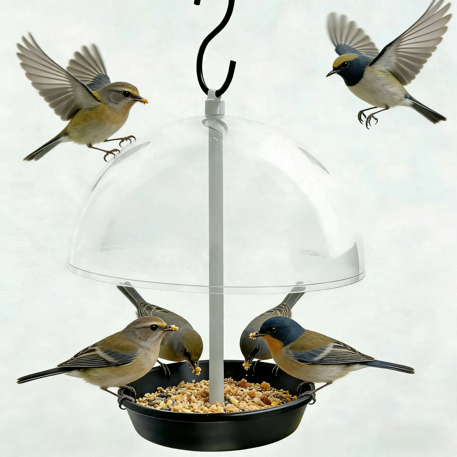 Hemispherical birdbath for hanging in the garden