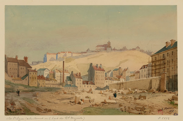 Le clos Saint Lazare et la butte Montmartre en 1848