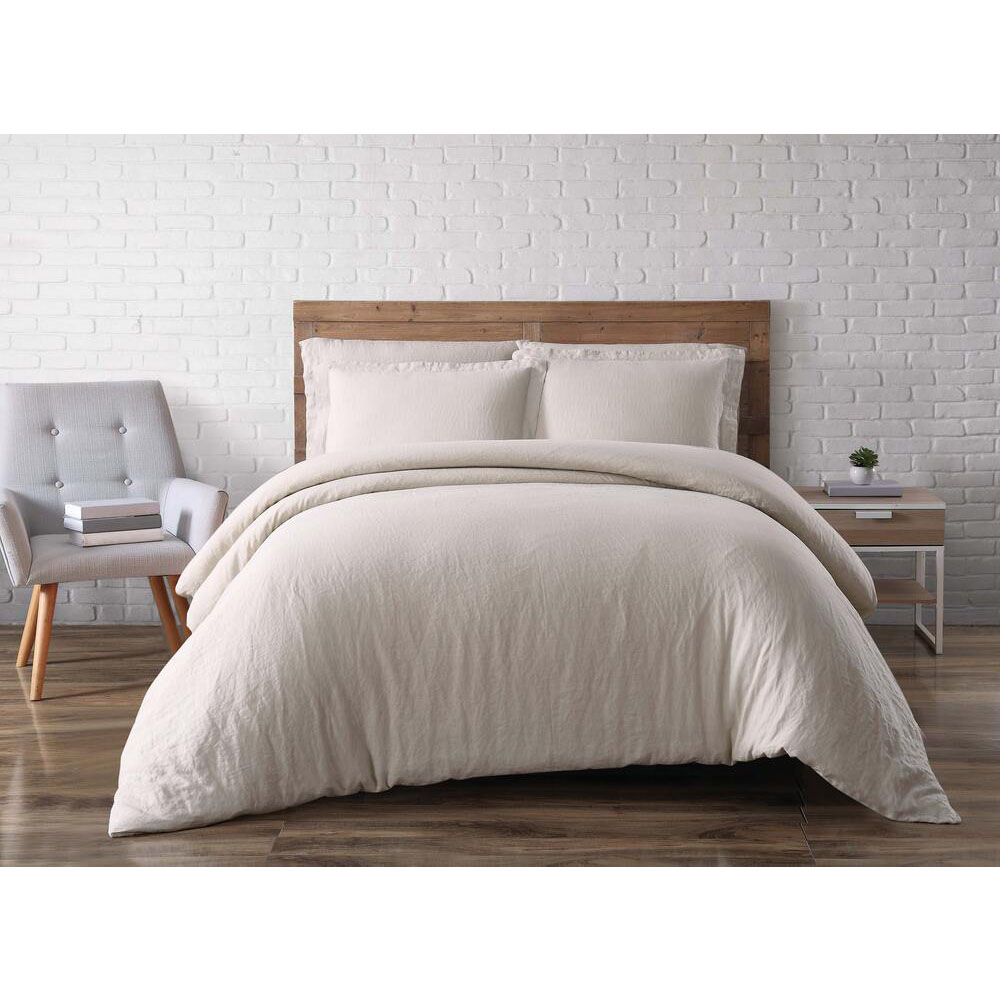 Set de duvet king de lino Brooklyn Loom™ color natural, 3 piezas