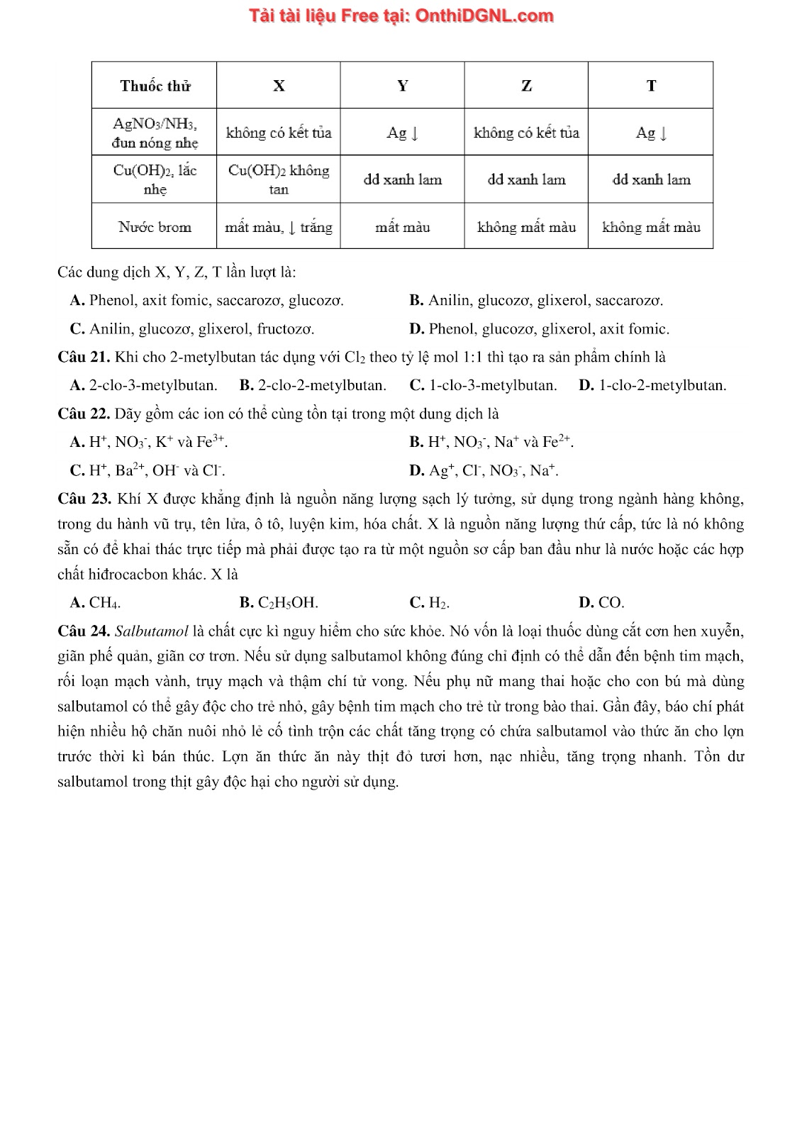 135 bài tập môn Hóa học - Ôn thi ĐGNL Bách khoa Hà nội Phần 4