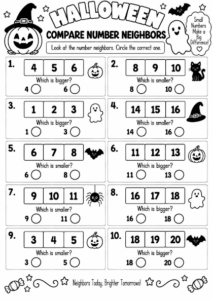 Halloween Compare Number Neighbors