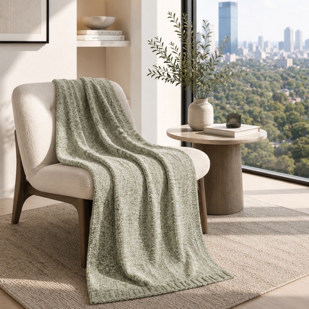 Frazada decorativa de poliéster Dream Home™ 127 x 178 cm color verde salvia
