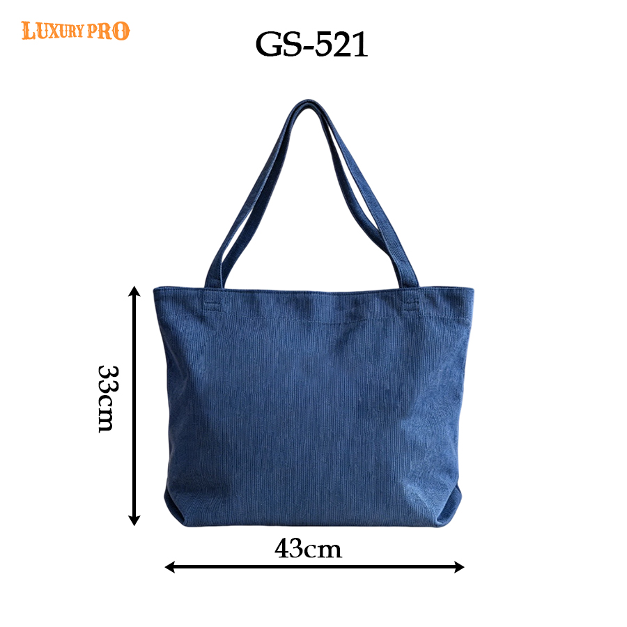 Corduroy Handbag with Color Trim
