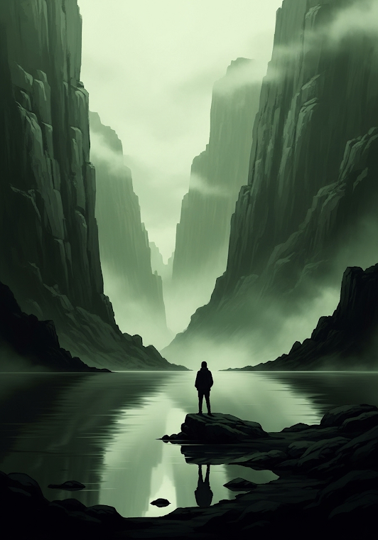 Green Misty Cliffs Solitude