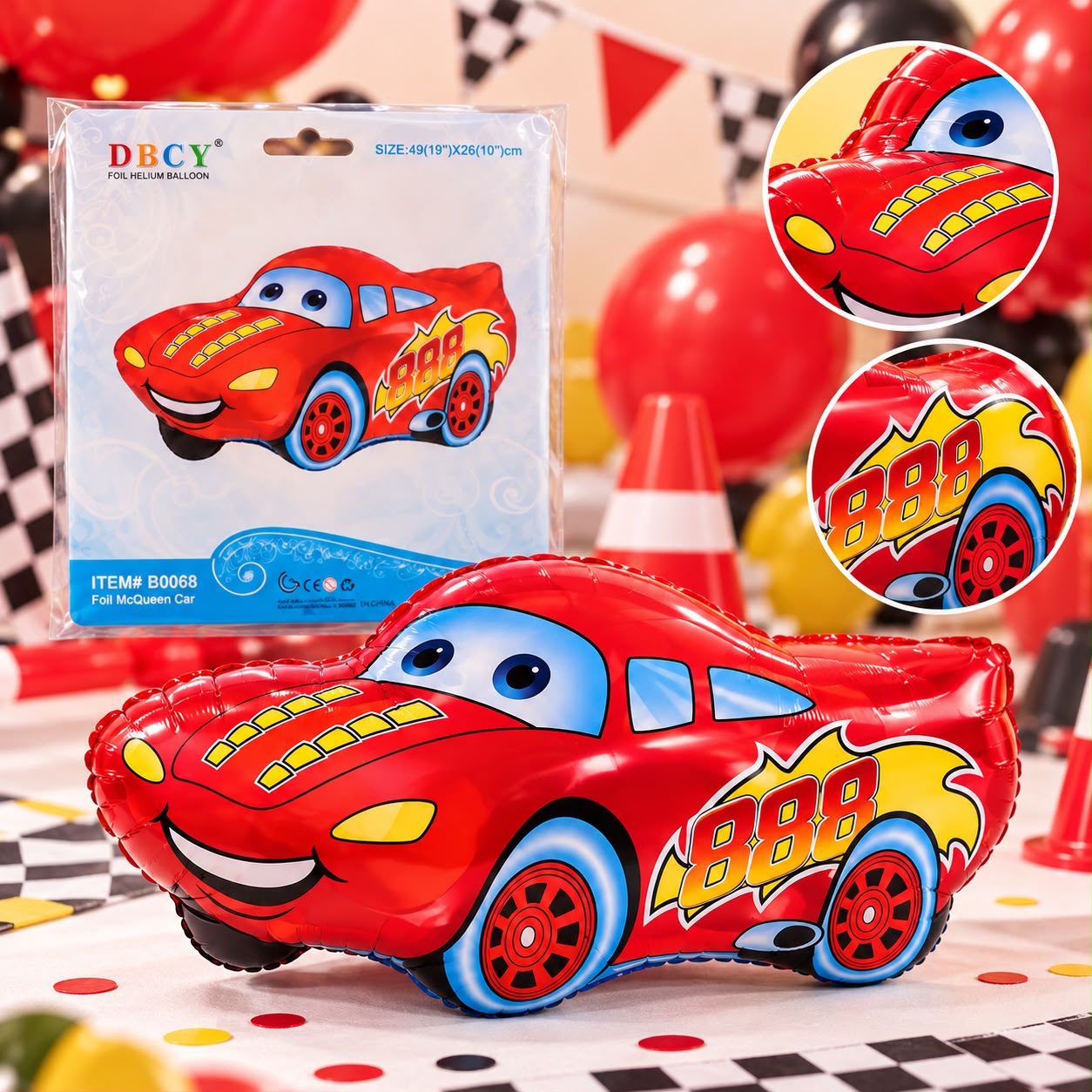 Globo metalizado auto de carreras rojo (Rayo McQueen)