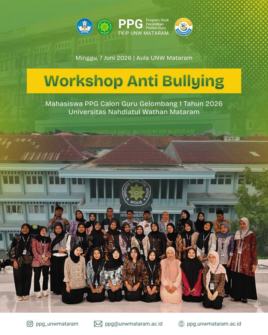 Mahasiswa PPG Universitas Nahdlatul Wathan Mataram Dibimbing Menjadi Agen Pencegahan Bullying di Lingkungan Sekolah