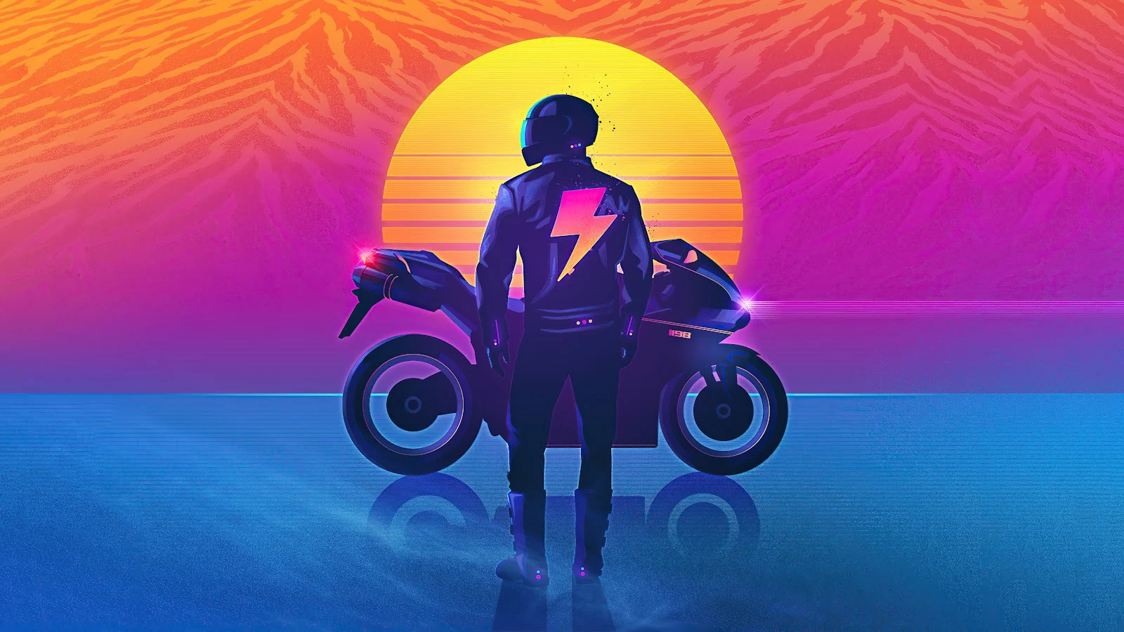 A Stunning Digital Art, Artwork, Illustration, Biker, Motorcycle 4K Desktop and Mobile Wallpaper Background (3840x2880)