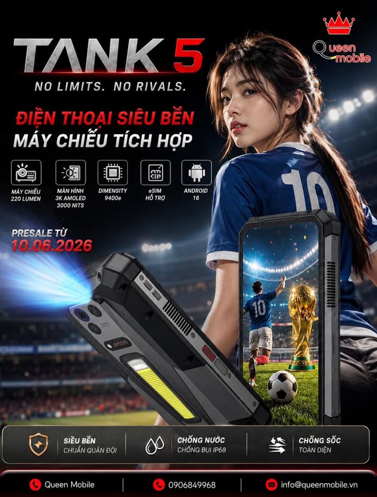 8849 Tank 5 Chính Thức Lộ Diện Với Máy Chiếu 220 Lumen, Màn Hình 3K AMOLED 3000 Nits Và Dimensity 9400e