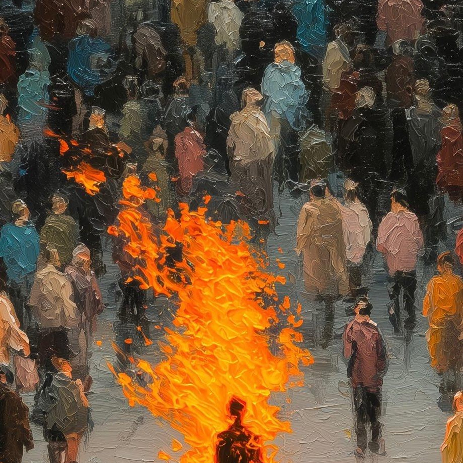 Download Figure Burning Within A Crowd iPhone