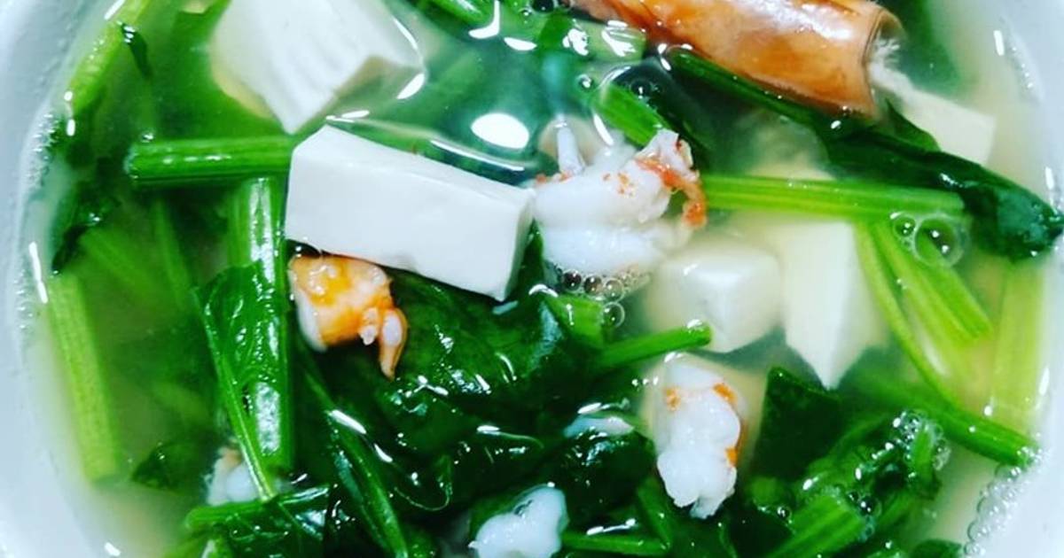 Canh tôm cải bó xôi