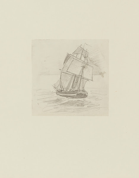 Voilier vu de larrière  dessin non utilisé 1920 1921