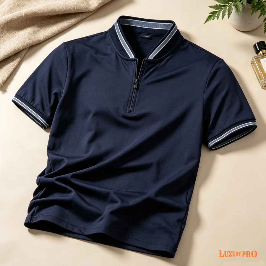 SZDF Stand‑Collar Zip Polo
