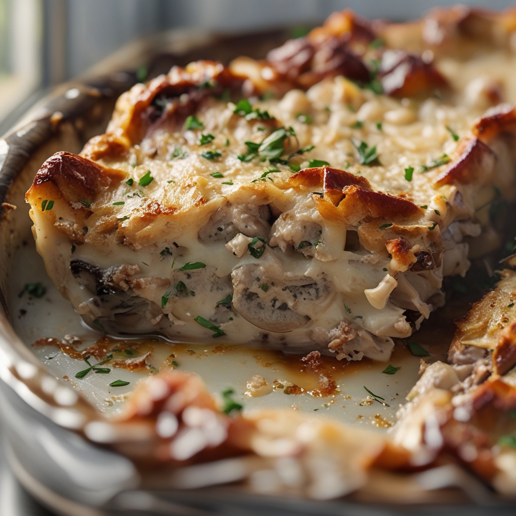 Stuffed Mushroom Casserole Easy Comfort Food Family Recipe finished