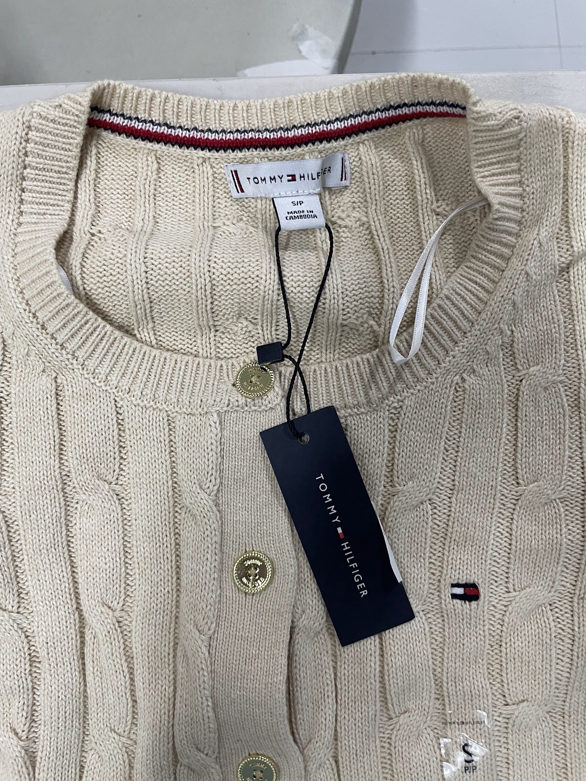 TH Cardigan Longsleeve Cable Knit Brown S #0951