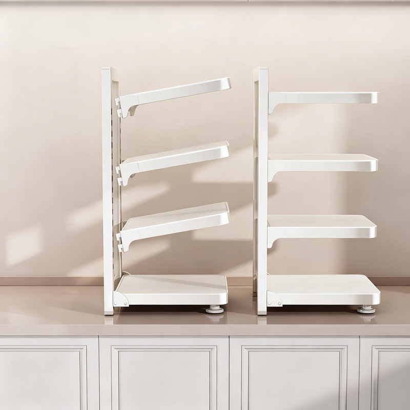 Multi-tiered kitchen shelf for pots and pans