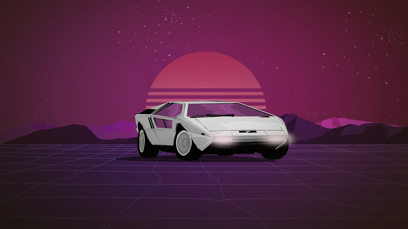 Maserati Boomerang Synthwave 4K Desktop Wallpaper Background [3840x2160] Free Download