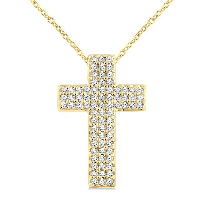 Pave Set Cross Diamond Fashion Pendant