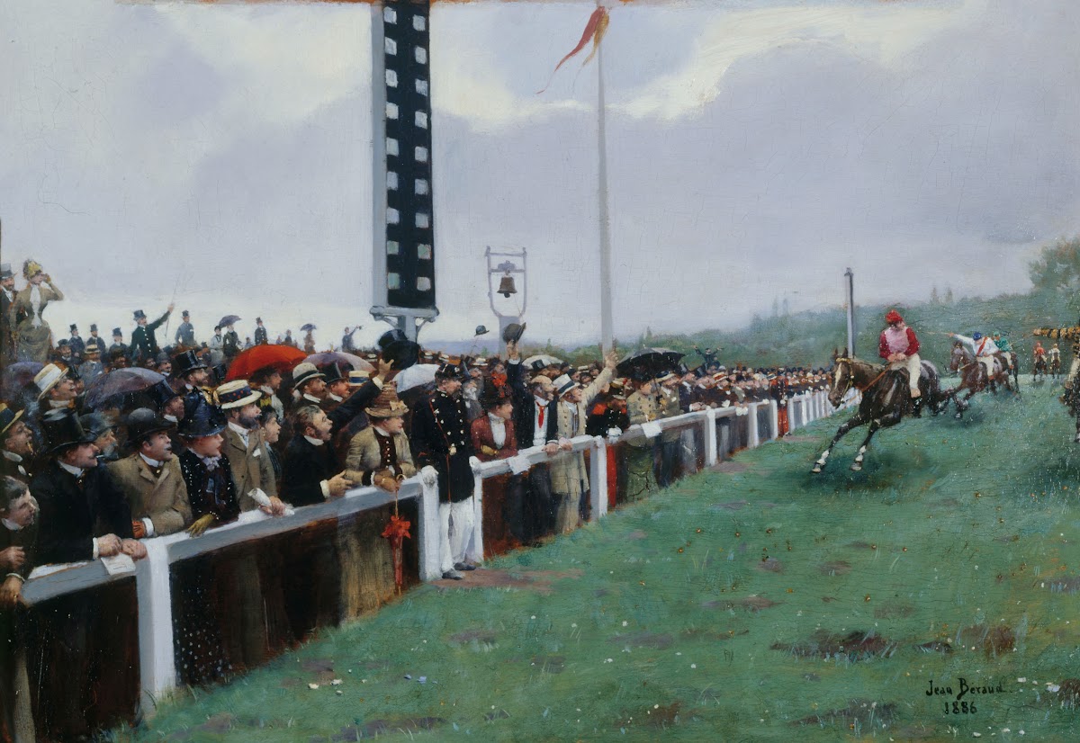 Courses à Longchamp  larrivée au poteau 1886