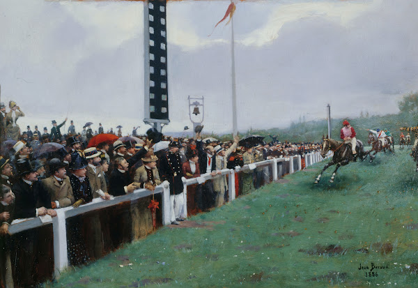 Courses à Longchamp  larrivée au poteau 1886