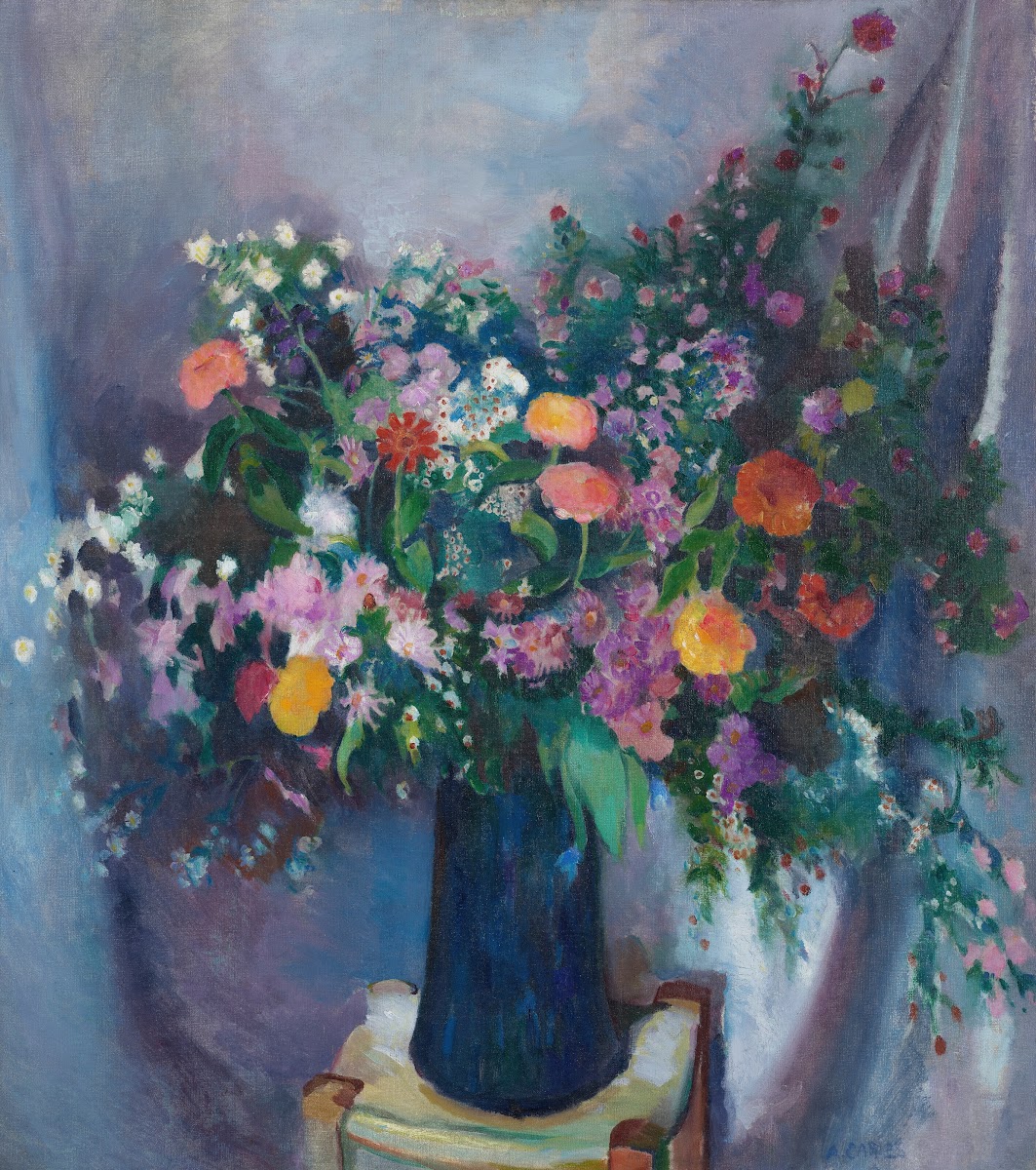 Zinnias and Asters circa 1915