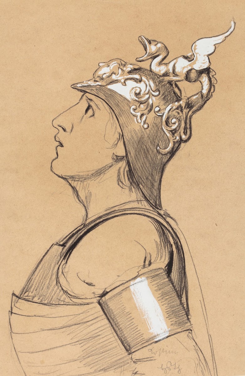 Valkyrie Costume Study for Bayreuth Head with Helmet ca 1894 1896