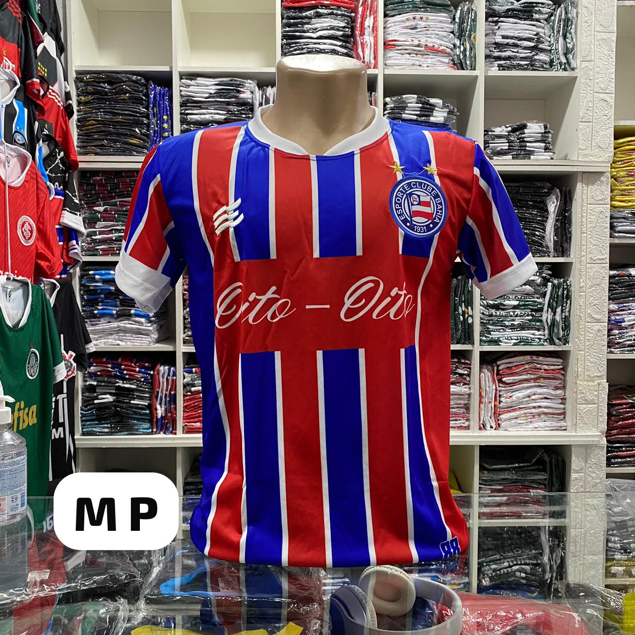 Camisa Esporte Clube Bahia listrada vermelha e azul – Atacado no Brás