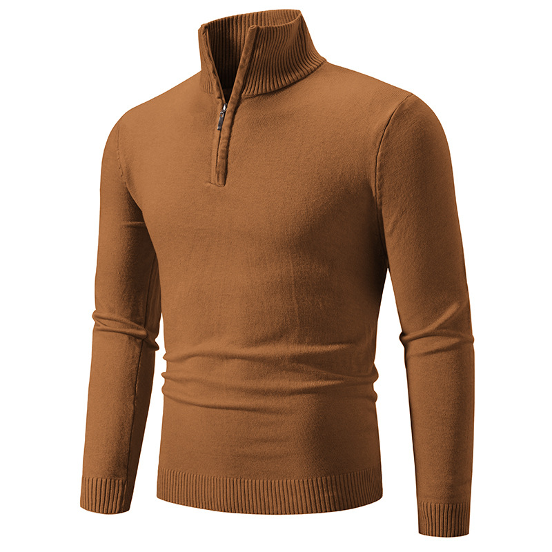 Herren-Strickpullover mit halbem Reißverschluss