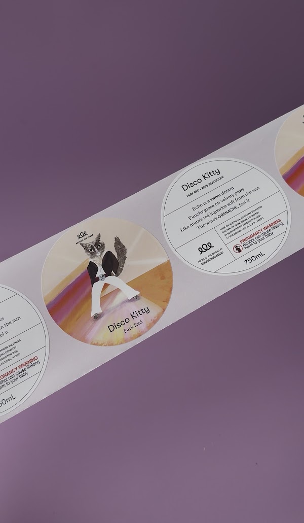 Labels on Rolls printed in Melbourne by Sticky Sitch