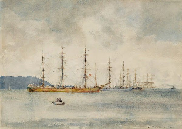 Windjammers In Falmouth Harbour 1913