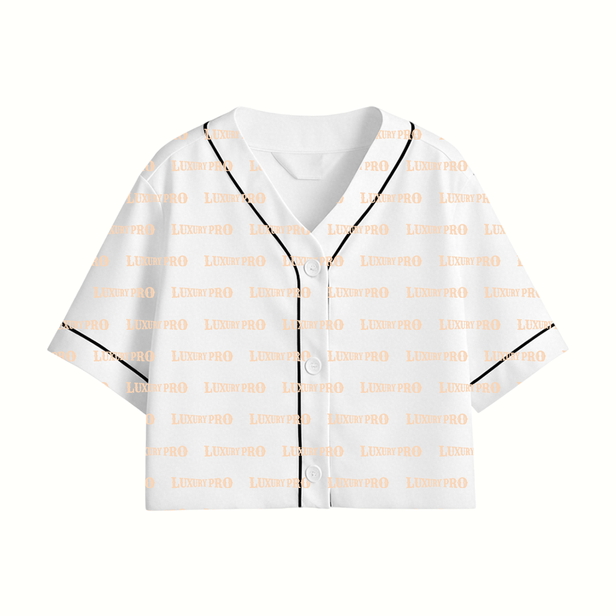 AOP Applique Embroidery Women's Crop Baseball Jersey