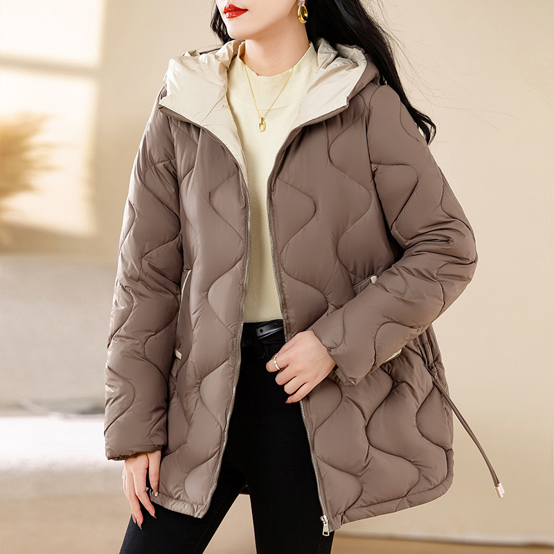 Women's Puffer Jacket, Mid-Length, Collarless
