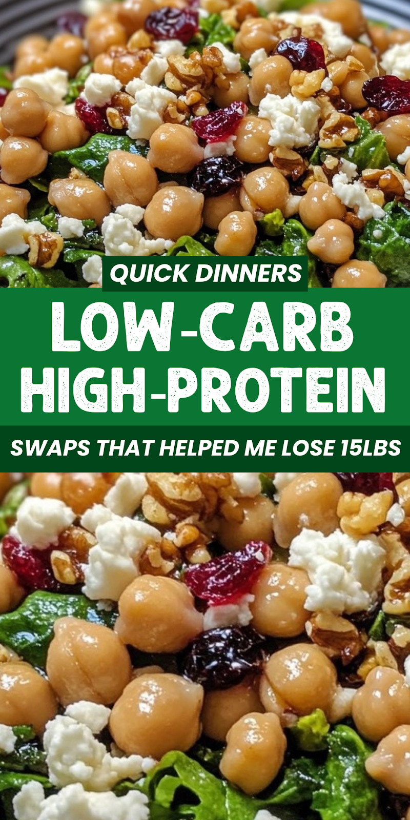 Cranberry, Feta & Walnut Chickpeas Salad with Lemon Dressing