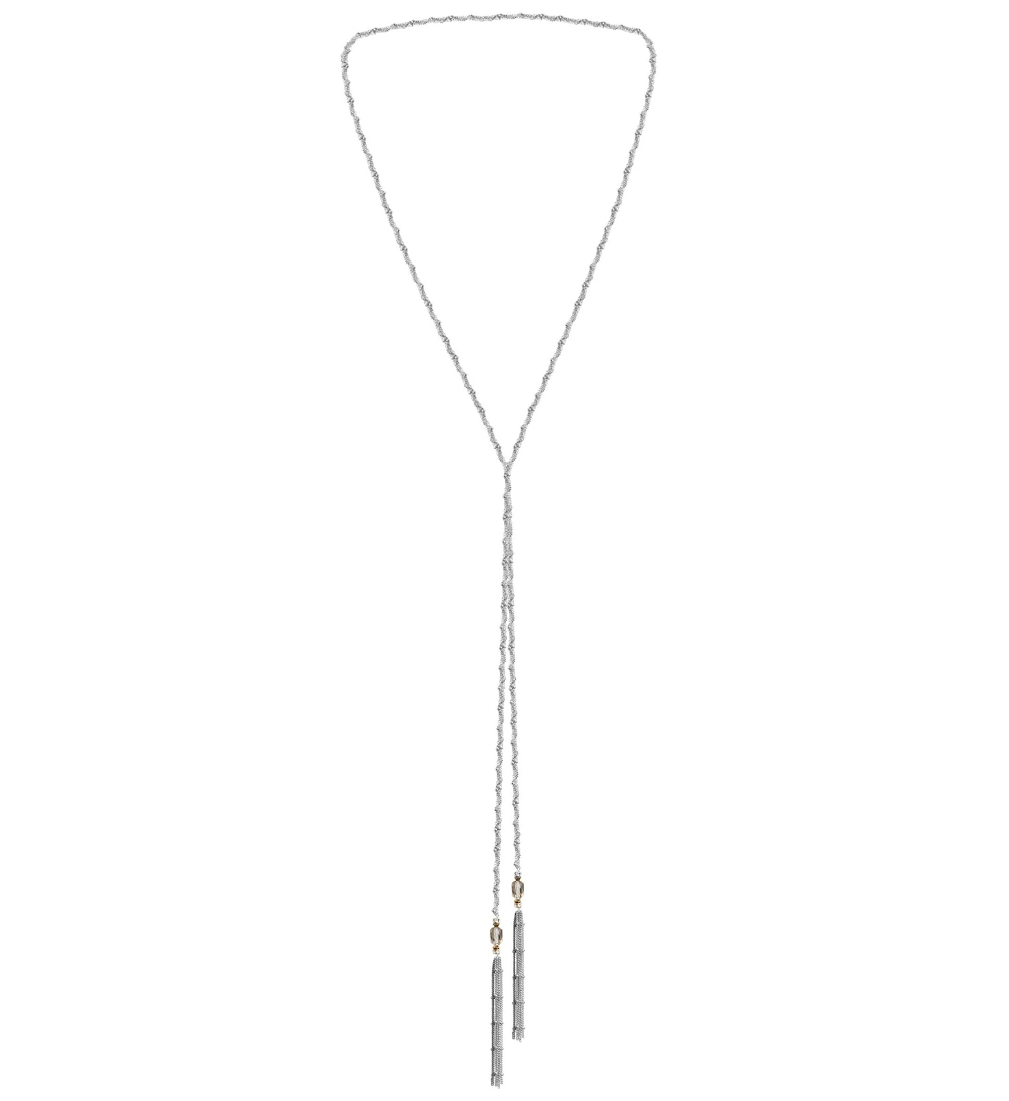 Длинное плетёное колье‑лариат WHITE BRONZE