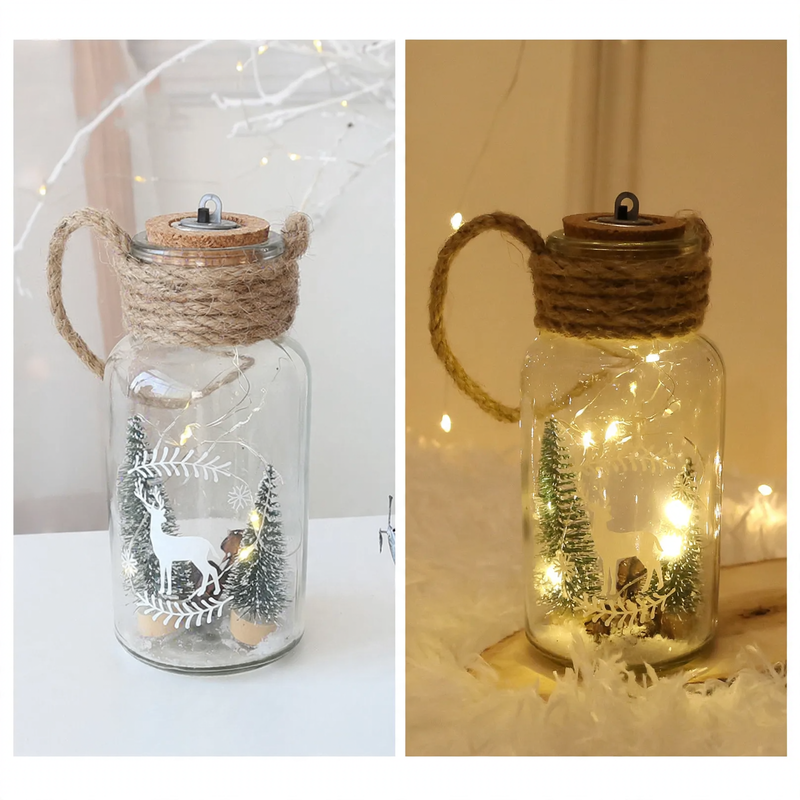 Illuminated Christmas wreath with LED light chain