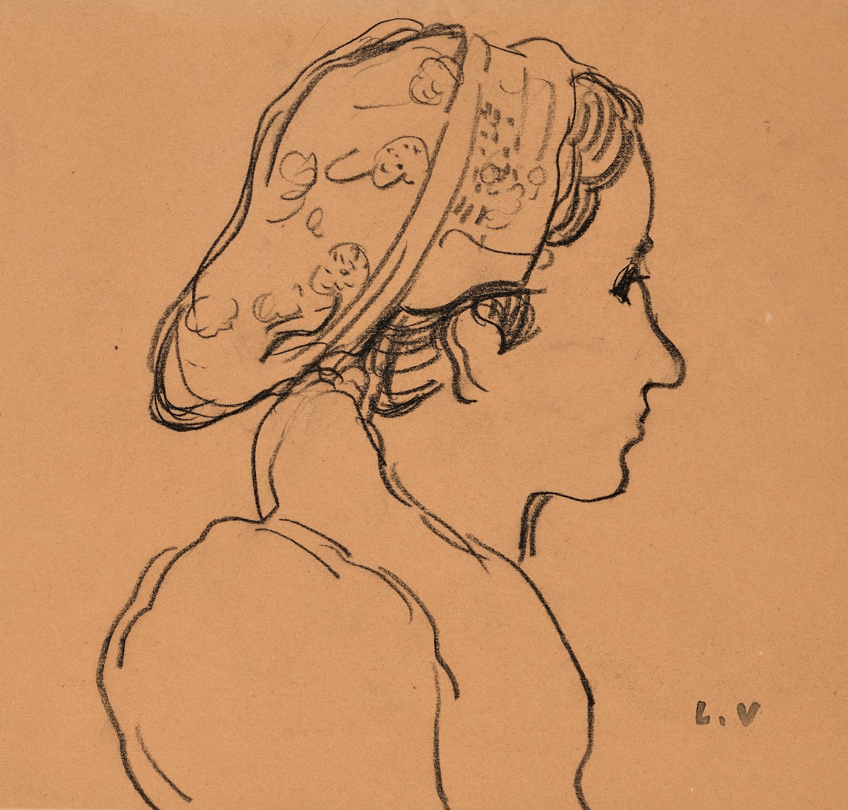 Jeune femme de profil au bonnet 1898