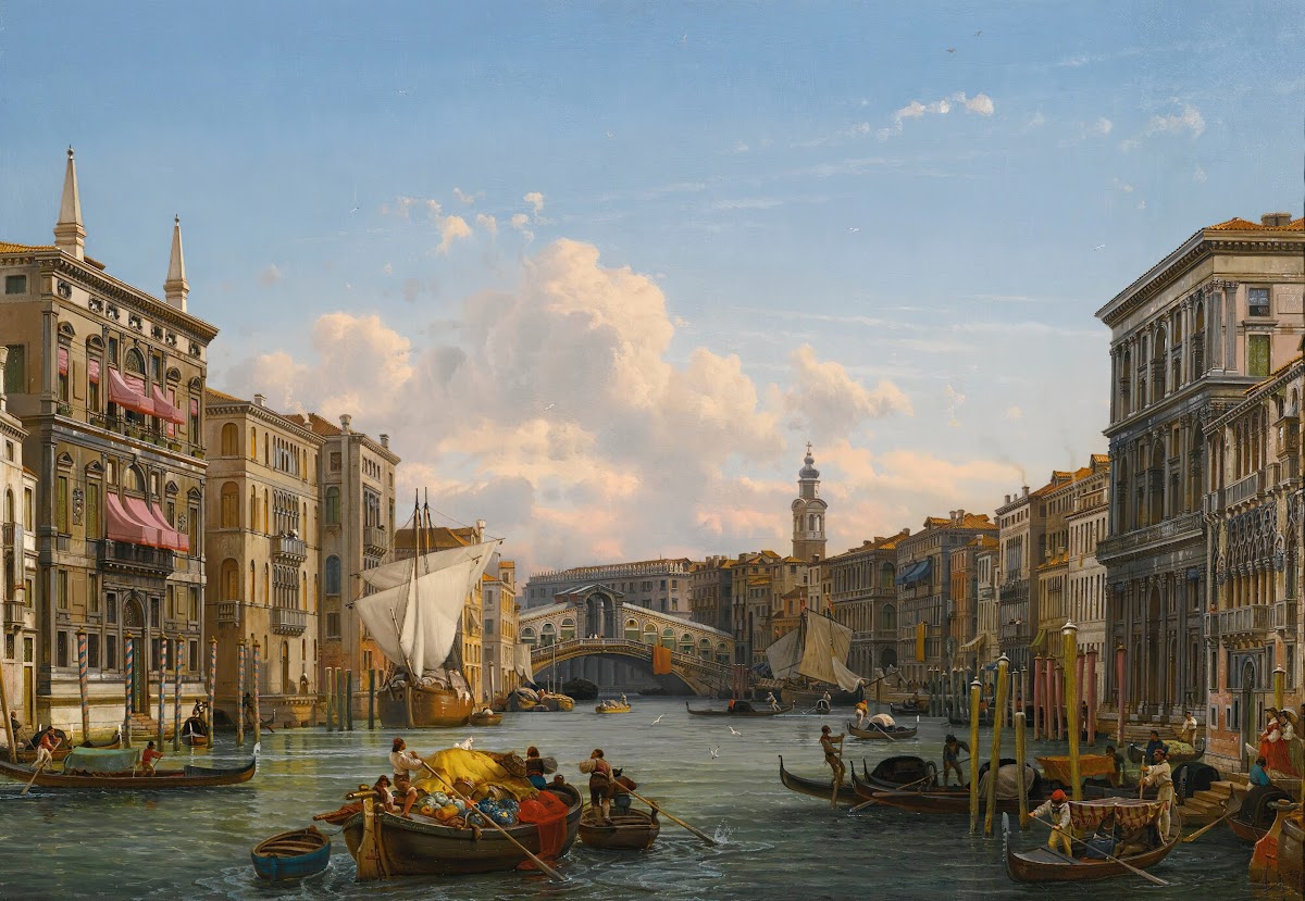 A View Of The Grand Canal Looking Towards The Rialto Bridge Venice