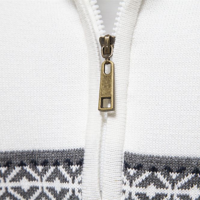 Modern men's knitted sweater with stand-up collar