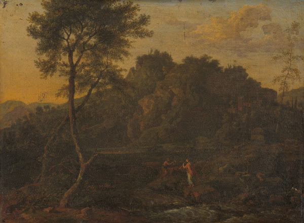 Nymph and Shepherd Making Music in a Landscape c 1685