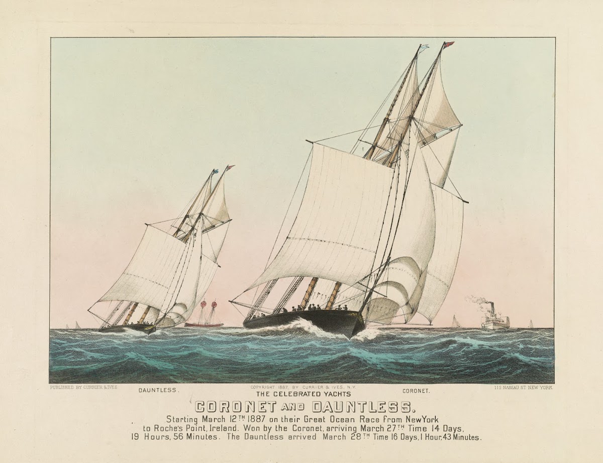 The celebrated Yachts Coronet and Dauntless 1887