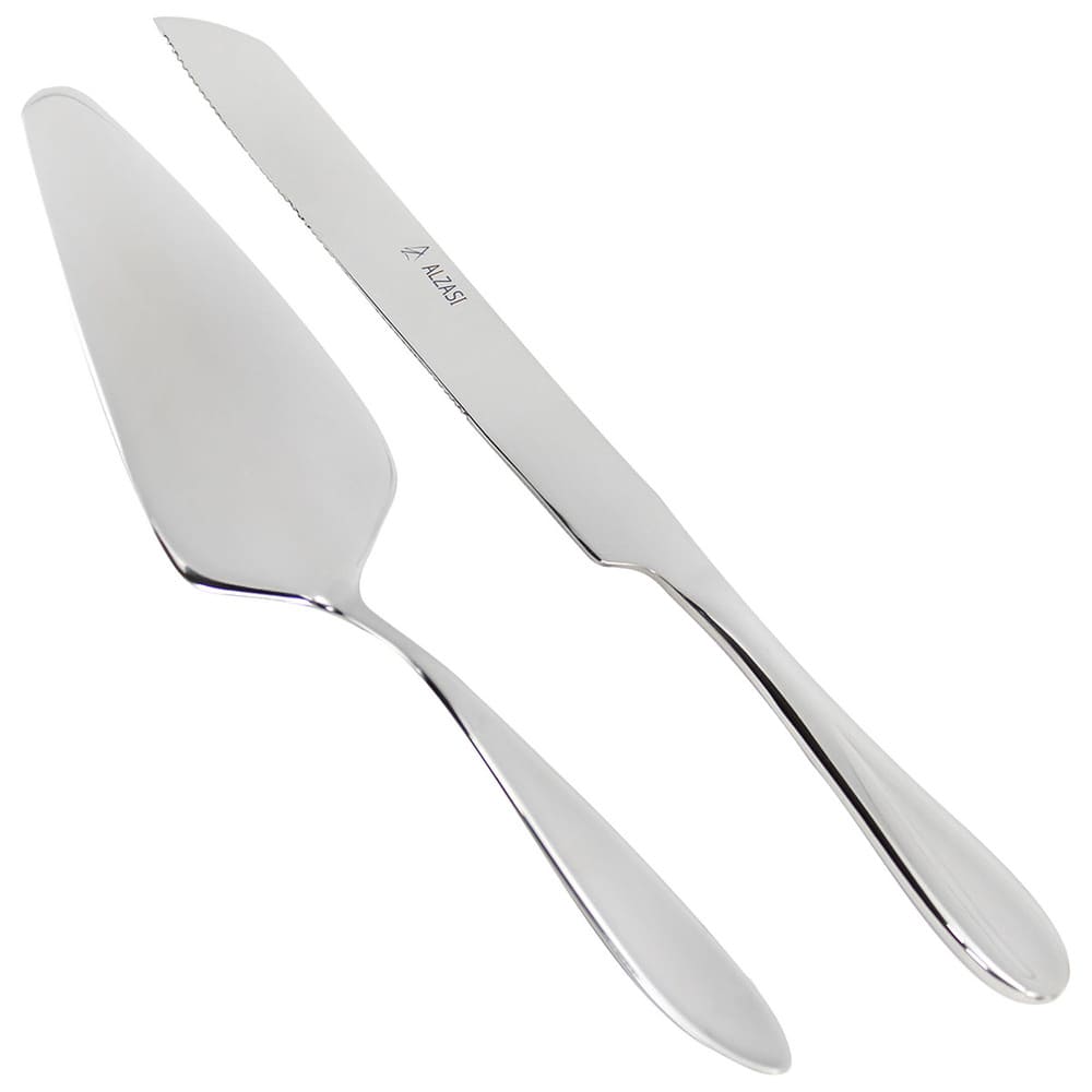 Set de cuchillo y pala de acero inoxidable para pastel Alzasi™, 2 piezas